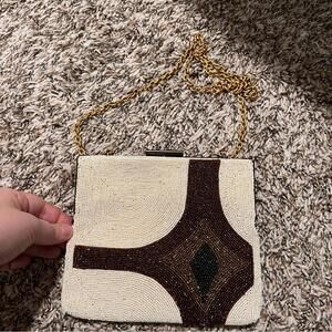Sacha Cream and Brown Beaded Women's Bag